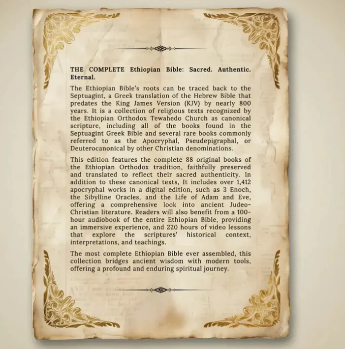 THE COMPLETE ETHIOPIAN BIBLE IN ENGLISH Illustrated: Includes Missing Apocrypha, Book of Enoch, Book of Ezras, Jubilees, Book of Wisdom and Other Sacred Orthodox Lost Book