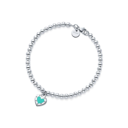 18K Return to Love Blue Heart Tag Bead Bracelet