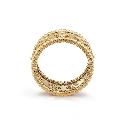 18K Perlée Clovers Ring