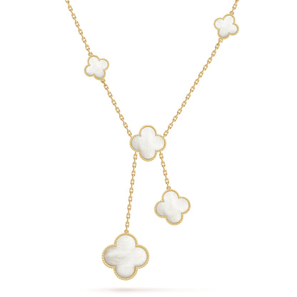 18K Magic Alhambra Six Pearls Motifs Necklace