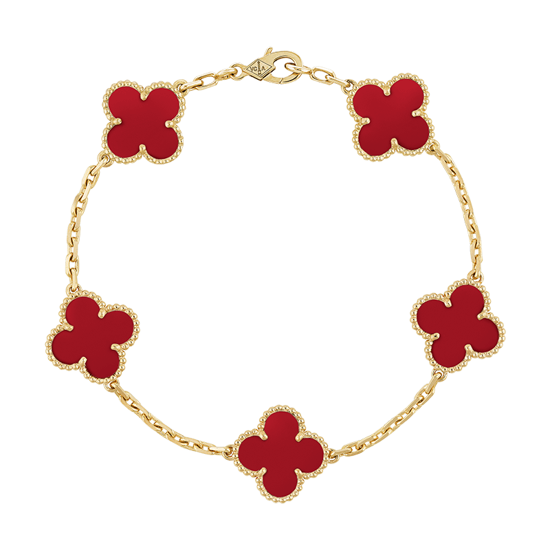 18K Vintage Alhambra Five Motifs Carnelian Bracelet
