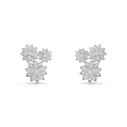 18k Lotus Three Flowers Earrings
