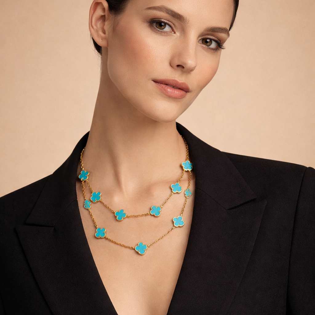 18K Vintage Alhambra Agate 10 Motifs Necklace