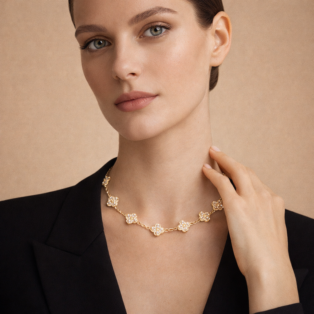 18K Vintage Alhambra Diamonds 10 Motifs Necklace