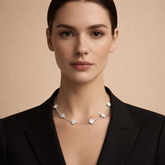 18K Vintage Alhambra Pearl 10 Motifs Necklace