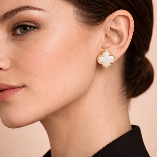 CLOVER MINI PINK GOLD MOP EARRINGS