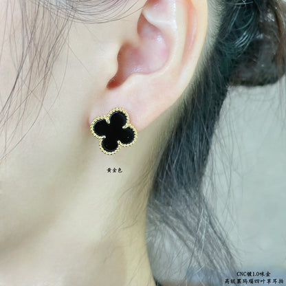 18K Vintage Alhambra Black Earrings