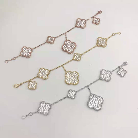 18K Magic Alhambra Five Motifs Diamonds Bracelet