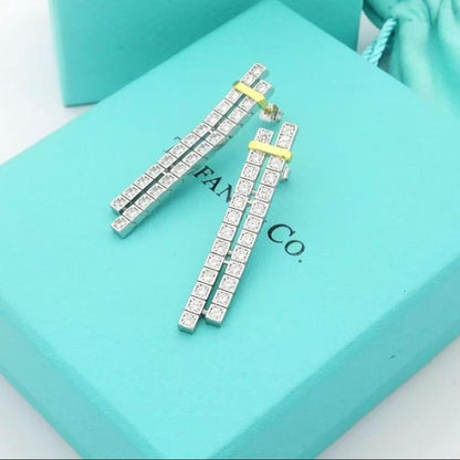 18K T Edge Drop Earrings