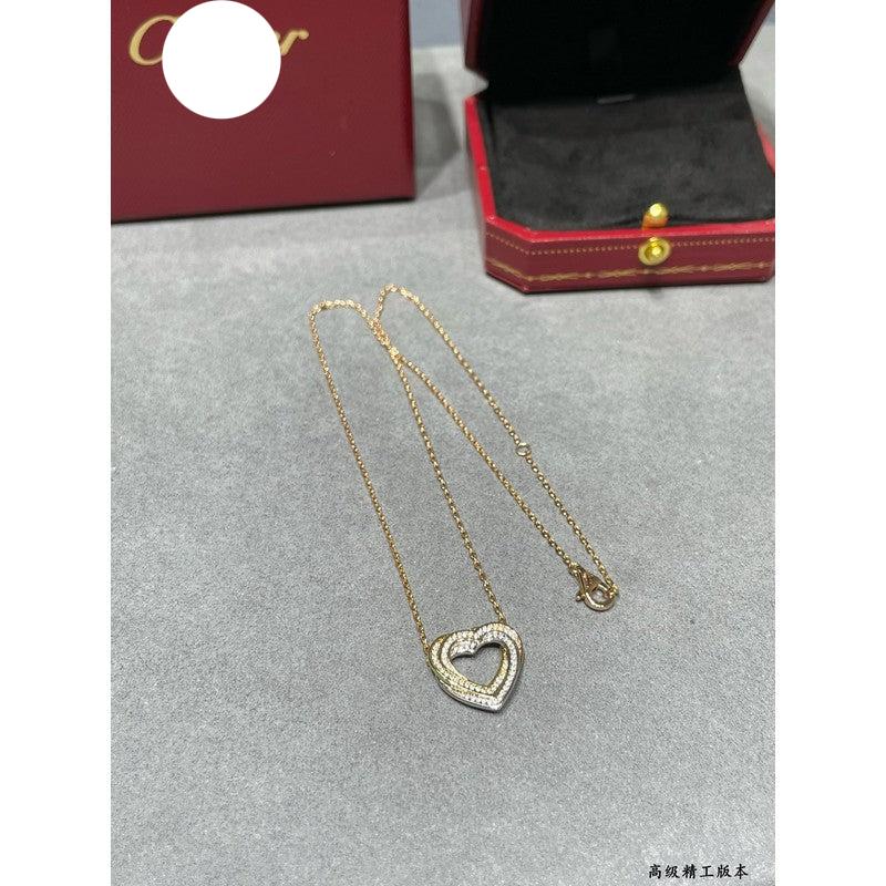 18K Trinity Heart Full Diamond Necklace