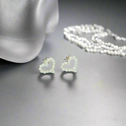 18K T Heart Diamonds Rose Gold Earrings