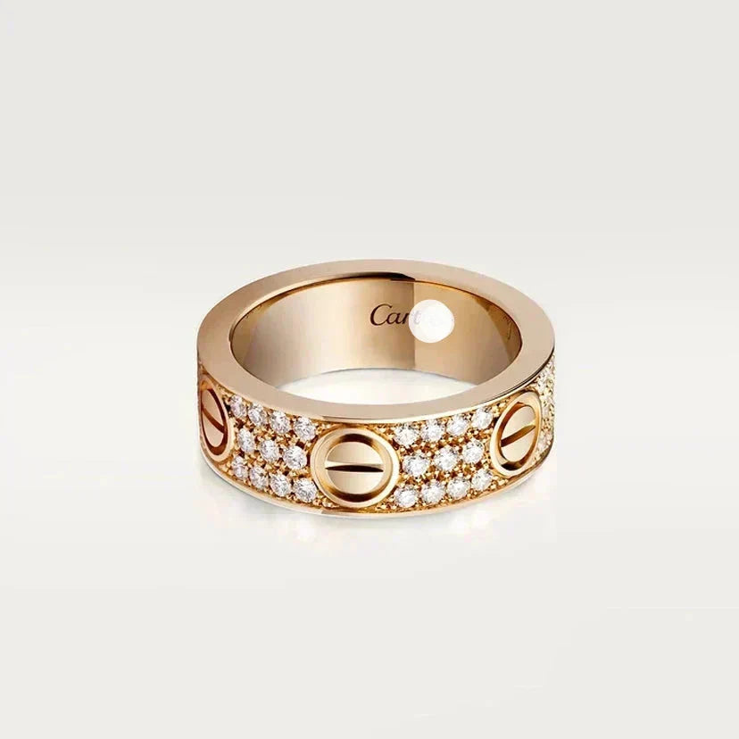 18K Cartier Love Diamond-Paved 6.5mm Ring